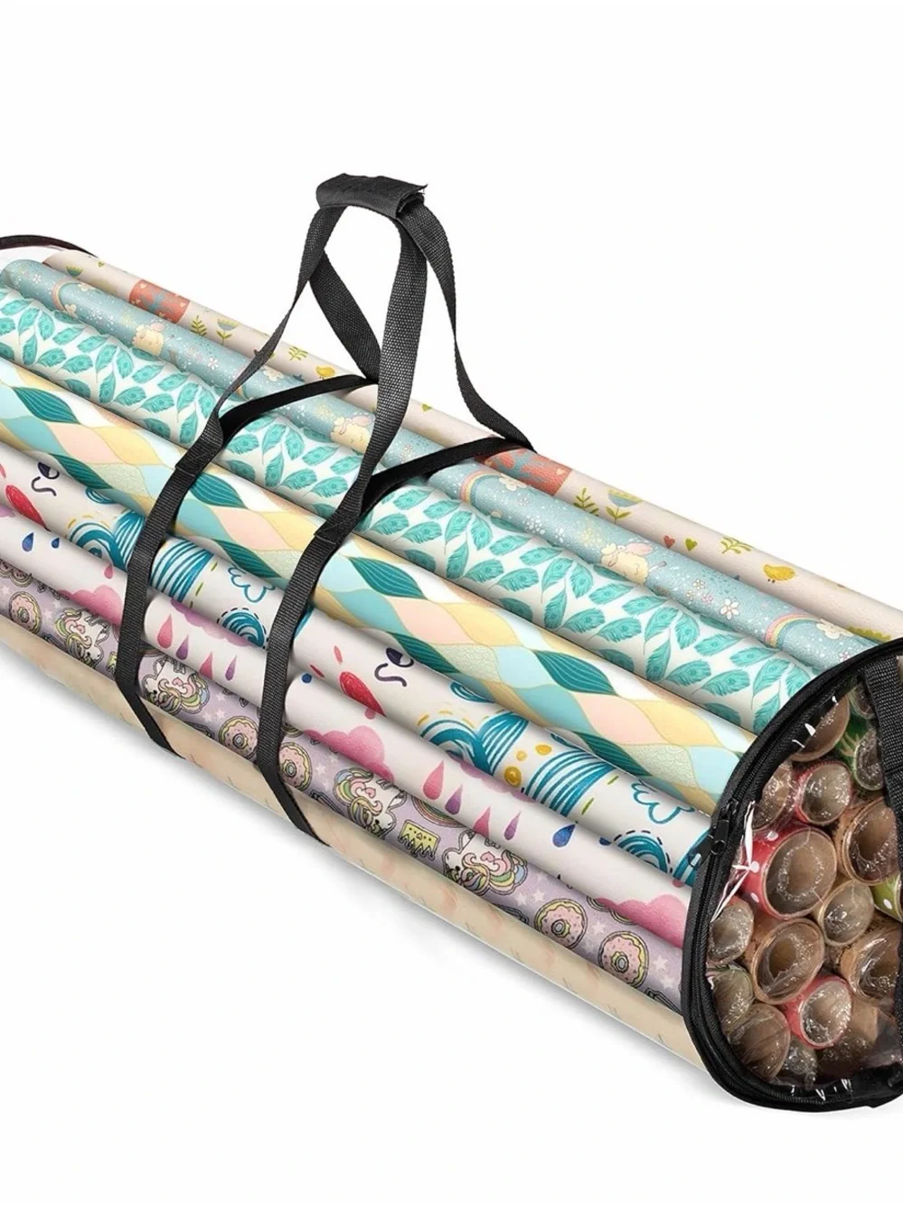 Clear Polyester Gift Wrap Storage Bag - Black Trim